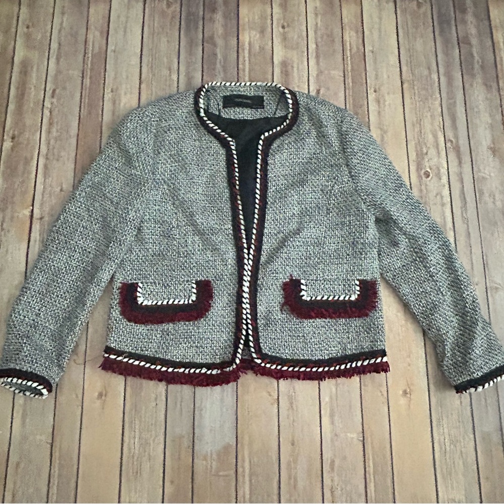 Zara Black and White Tweed Jacket | Size XL - Picture 2 of 9